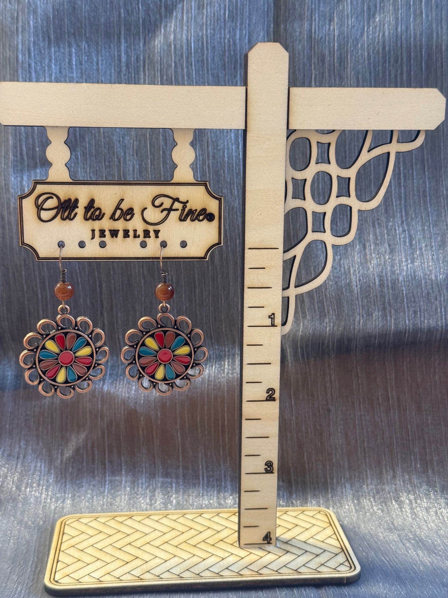 Spiral Flower Circle Earrings