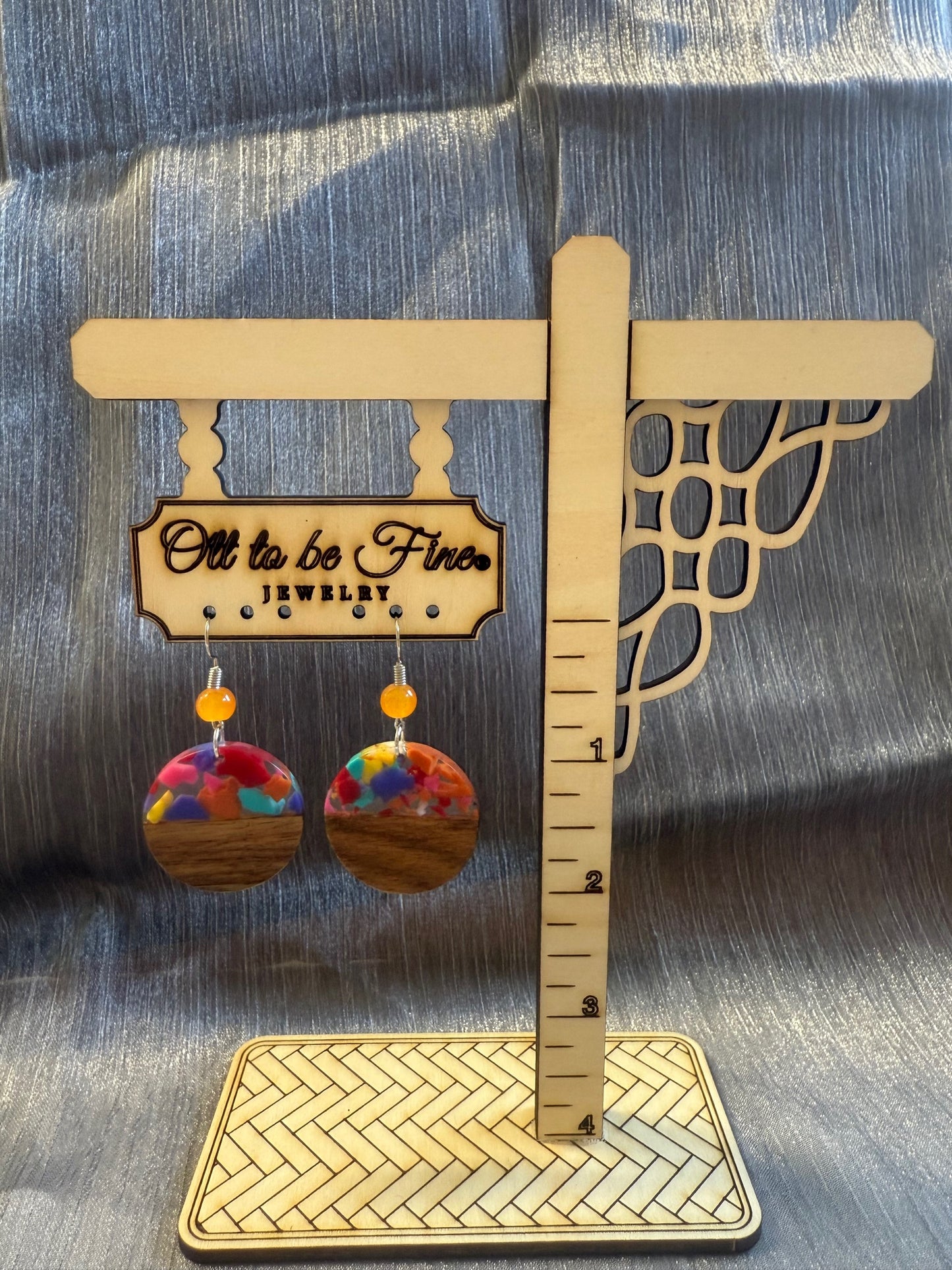 Half Acrylic Half Wood Earrings