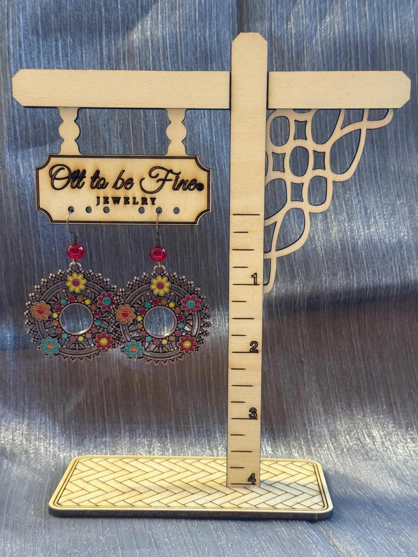 5 Flower Circle Earrings